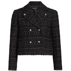 Kate Spade Mainline Galaxy Tweed Moto Jacket, Size 12, Black